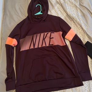 Nike Dri-Fit hoodie, purple and coral